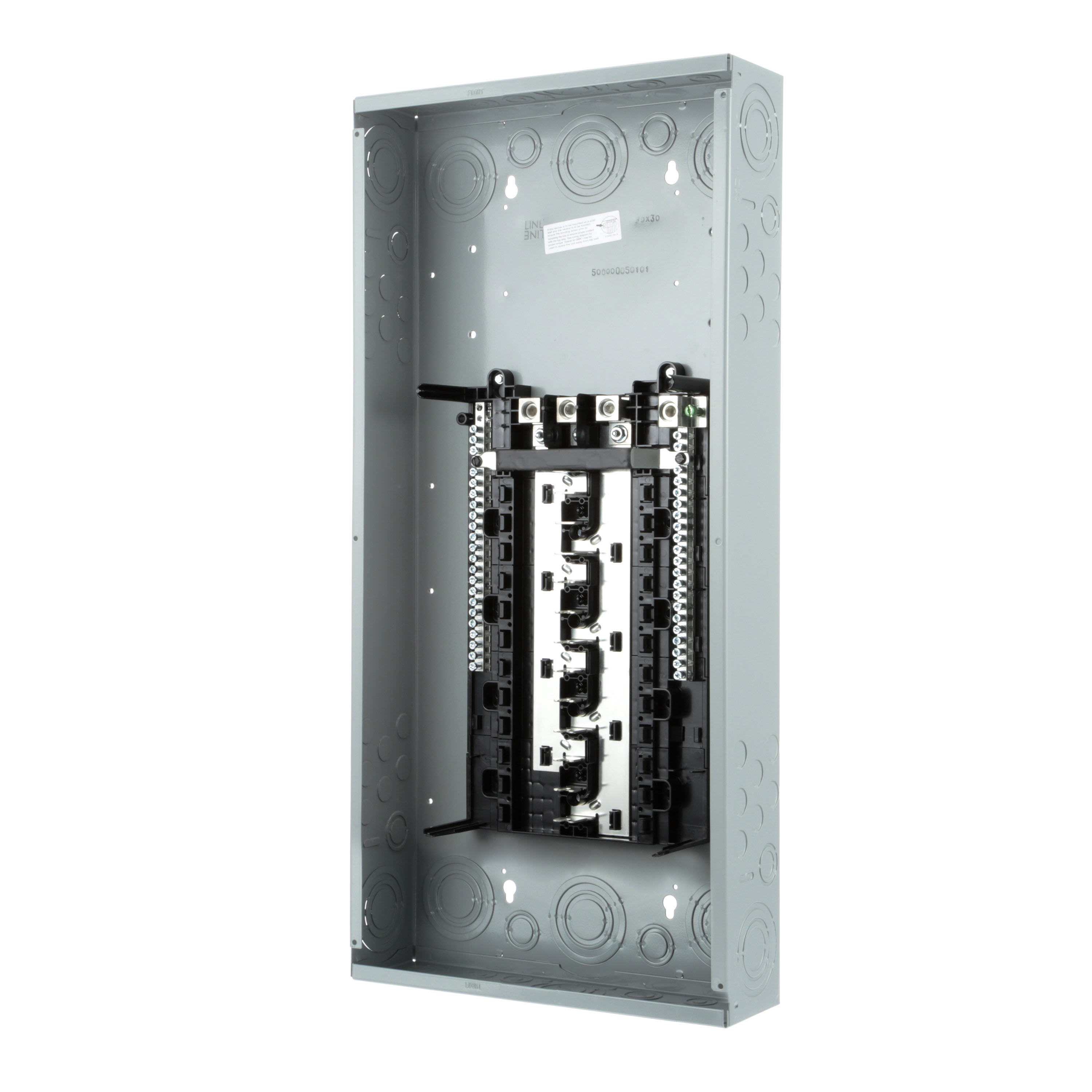 SIEMENS LOW VOLTAGE ES SERIES LOAD CENTER. MAIN LUG WITH 24 1-INCH SPACES ALLOWING MAX 42 CIRCUITS. 3-PHASE 4-WIRE SYSTEM RATED 120/240V OR 120/208V (150A) 100KA INTERRUPT. SPECIAL FEATURES ALUMINUM BUS, GRAY TRIM, NEMA TYPE1 ENCLOSURE FORINDOOR USE.