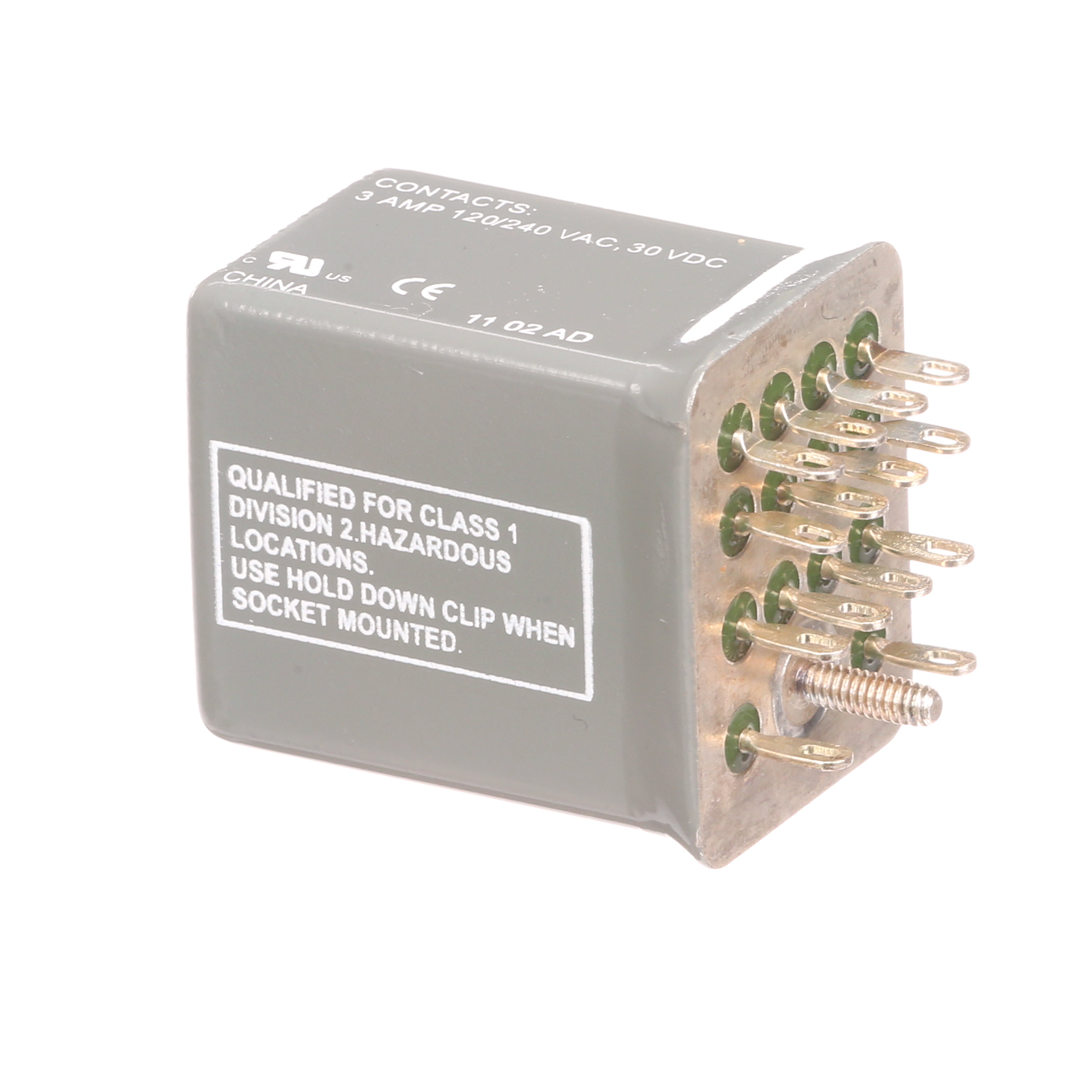 Plug-in Relay, Sealed 14-pin, Square Base 4PDT, 3A, 12VDC Hermetically Sealed Class I Div II Approved Uses Socket 3TX7144-1E5 or 3TX7144-4E5