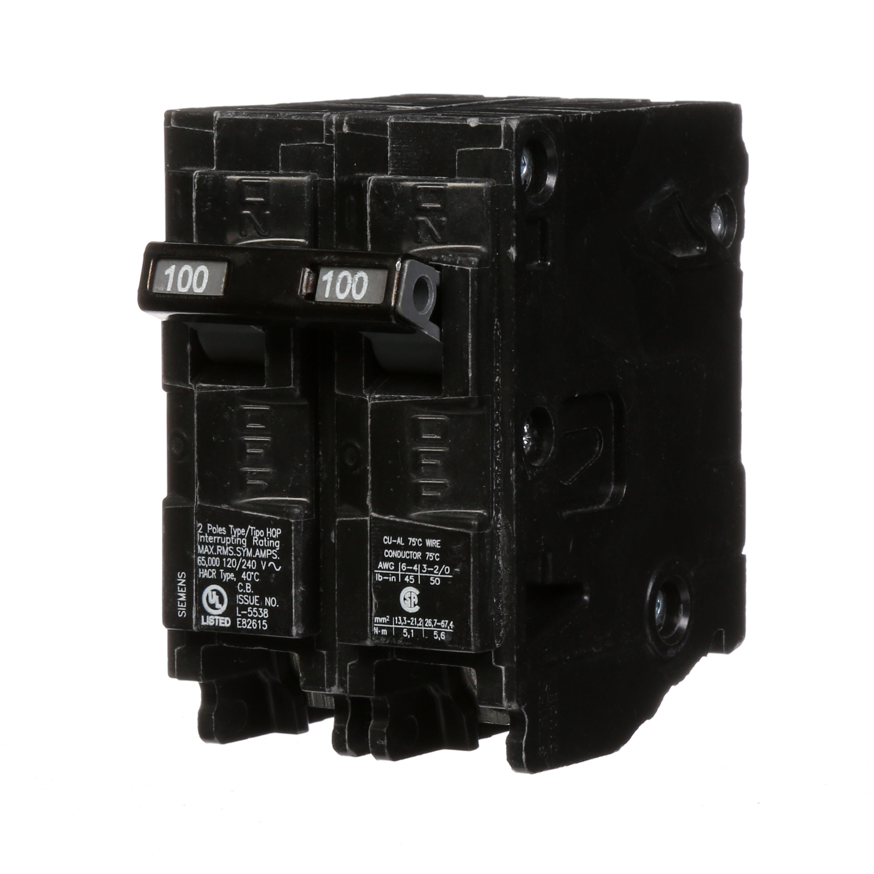 Siemens Low Voltage Residential Circuit Breakers Miniature Thermal Mag Circuit Breakers - Type QP/MP, 2-Pole, 120/240VAC are Circuit Protection Load Center Mains, Feeders, and Miniature Circuit Breakers. Type QP/MP Application Electrical Distribution Standard UL 489 Voltage Rating 120/240V Amperage Rating 100A Trip Range Thermal Magnetic Interrupt Rating 65 AIC Number Of Poles 2P