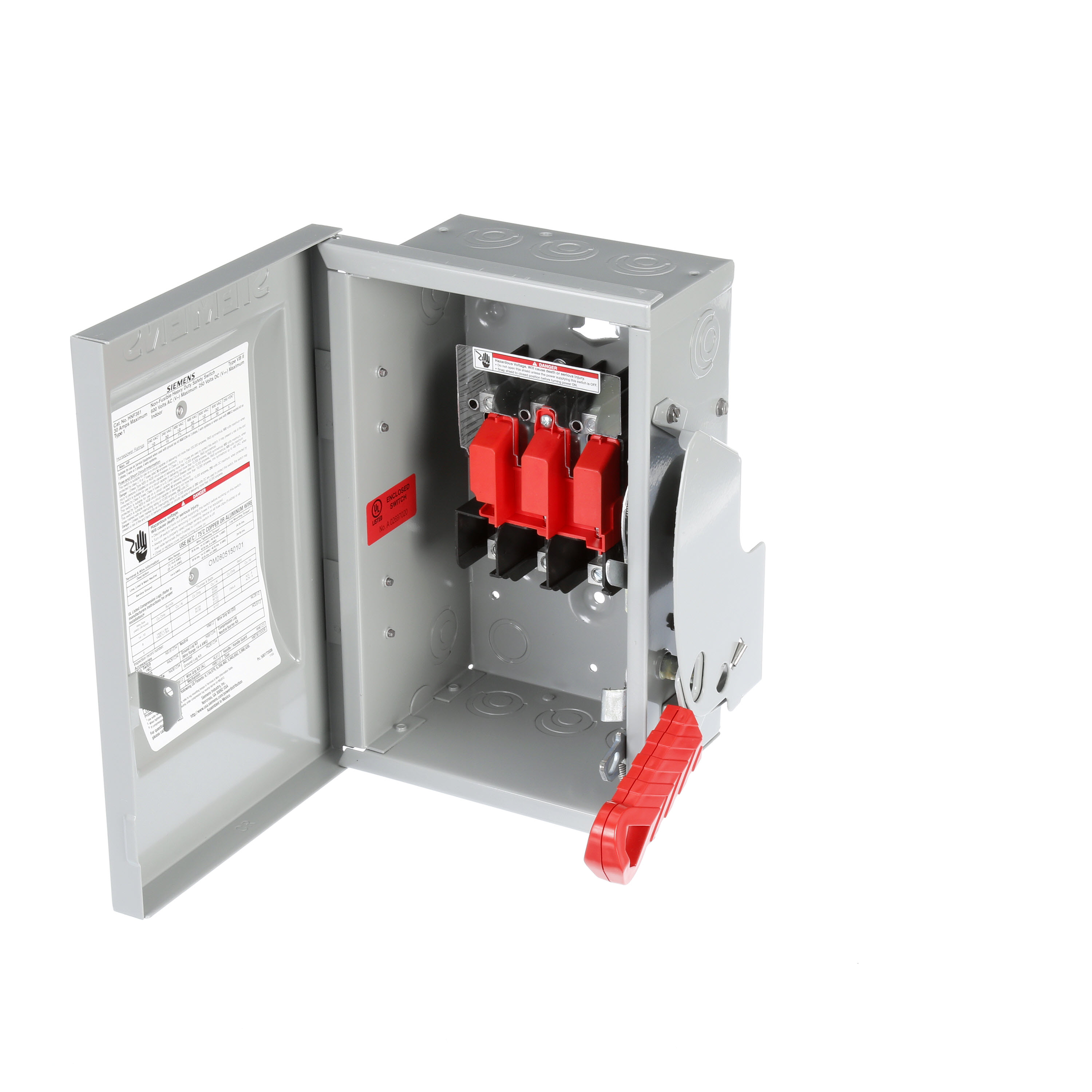 Details about   Siemens HNF361 30A Non-Fusible Heavy Duty Safety Enclosed Switch 600VAC/250VDC 