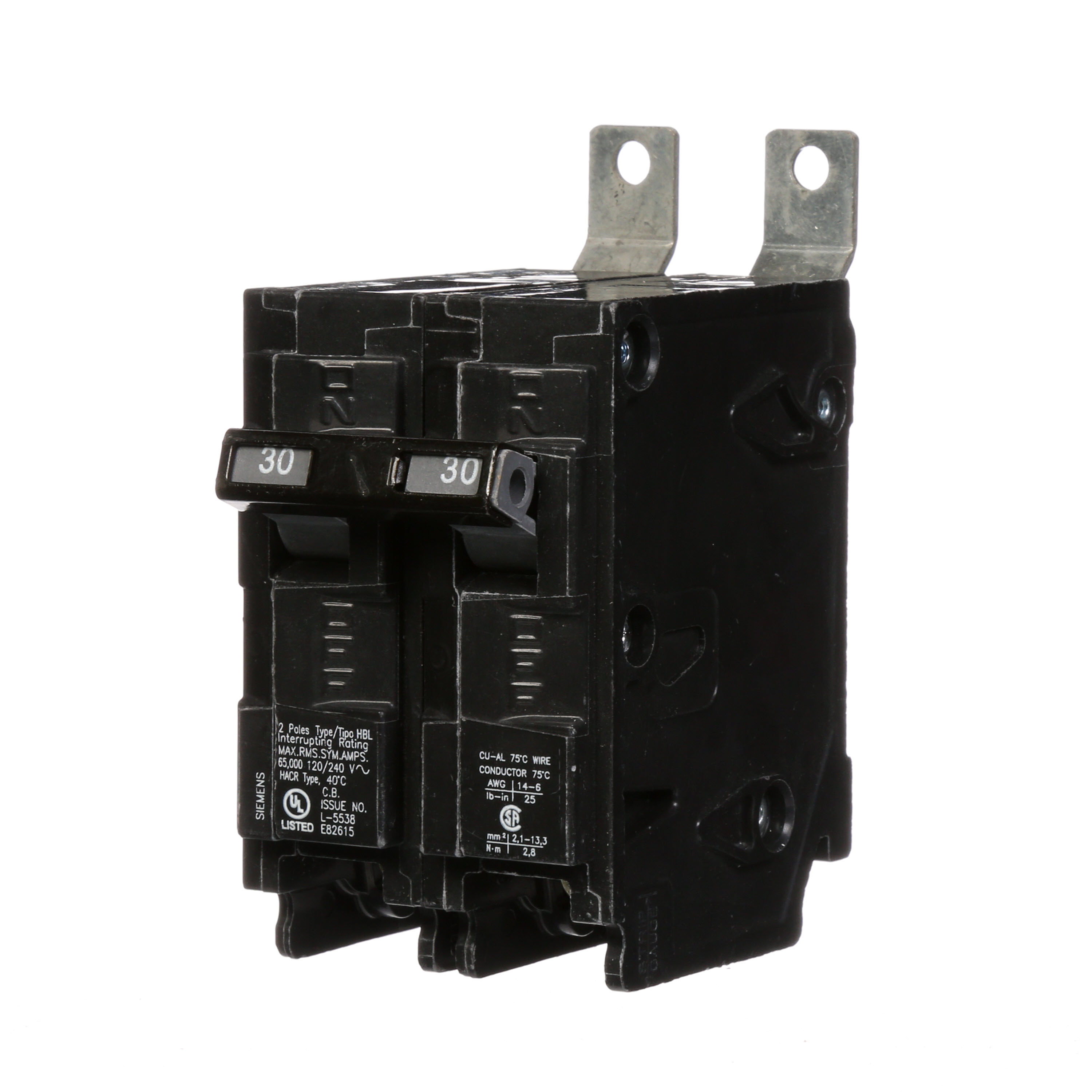 Siemens Low Voltage Molded Case Circuit Breakers Panelboard Mounting 240V Circuit Breakers - Type BL, 2-Pole, 120/240VAC are Circuit Protection Molded Case Circuit Breakers. Type HBL Application Electrical Distribution Standard UL 489 Voltage Rating 120/240V A mperage Rating 30A Trip Range Thermal Magnetic Interrupt Rating 65 AIC Number Of Poles 2P