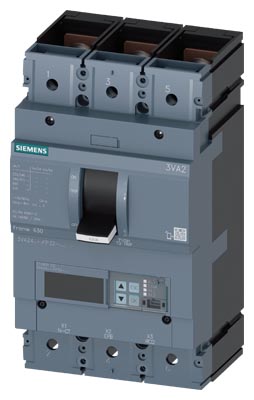 SIEMENS LOW VOLTAGE 3VA IEC MOLDED CASE CIRCUIT BREAKER WITH ELECTRONIC TRIP UNIT. 3VA24 FRAME WITH VERY HIGH (CLASS C) BREAKING CAPACITY. 500A 3-POLE Icu (6KAIC AT 690V) (110KAIC AT 415V). ETU850 TRIP UNIT LCD LSI WITH METERING. SPECIAL FEATURES CONNECTION WITH LUG TERMINAL / NUT KEEPER. DIMENSIONS (W x H x D) IN 5.4x 9.8 x 5.4.