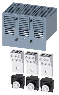 BREAKER 3VA Distribution wire connector, 6 cables FOR 3VA63 at 400A and 3VA64 at 600A 3 POLES 6 WIRES CONNECTION ALUMINUM CONNECTION OF CU AL CABLE 3 SINGLE TERMINALS AND 1 EXTENDED TERMINAL COVER INCLUDED